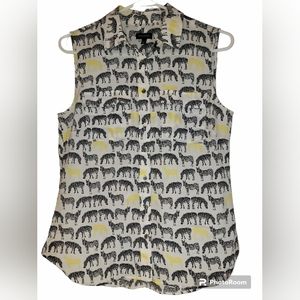 Talbot's Zebra Print Sleeveles Button Down Size 6